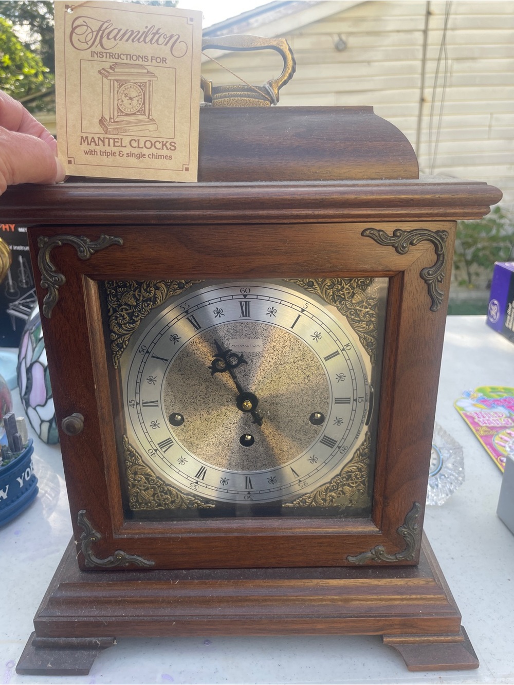 VINTAGE Hamilton Mechanical Mantel Clock 1050-20 NEW/old stock with tag!